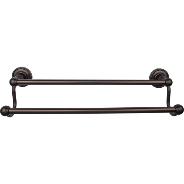 Edwardian Bath Towel Bar 18 In. Double - Rope Backplate Oil Rubbed Bronze