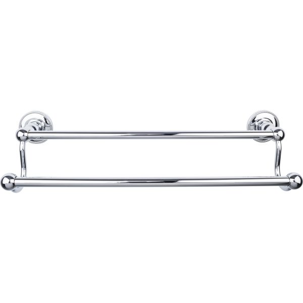 Edwardian Bath Towel Bar 18 In. Double - Beaded Bplate Polished Chrome