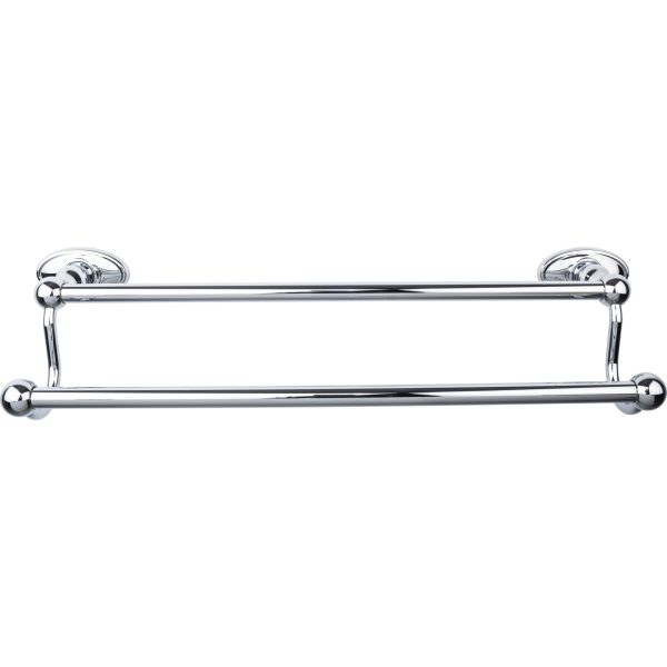 Edwardian Bath Towel Bar 18 In. Double - Oval Backplate Polished Chrome