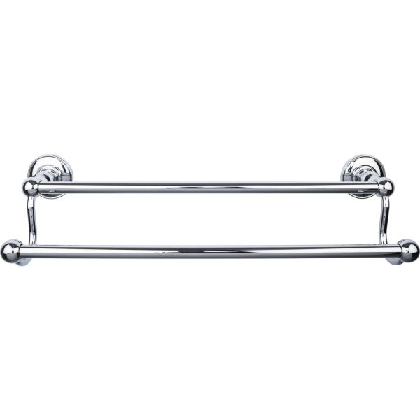 Edwardian Bath Towel Bar 18 Inch Double - Plain Bplate Polished Chrome