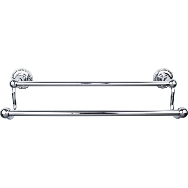 Edwardian Bath Towel Bar 18 In. Double - Rope Backplate Polished Chrome