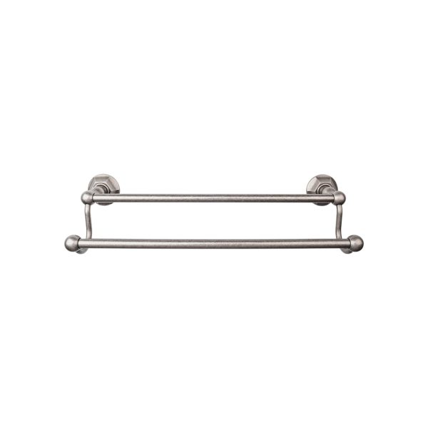 Edwardian Bath Towel Bar 24 Inch Double - Hex Backplate Antique Pewter