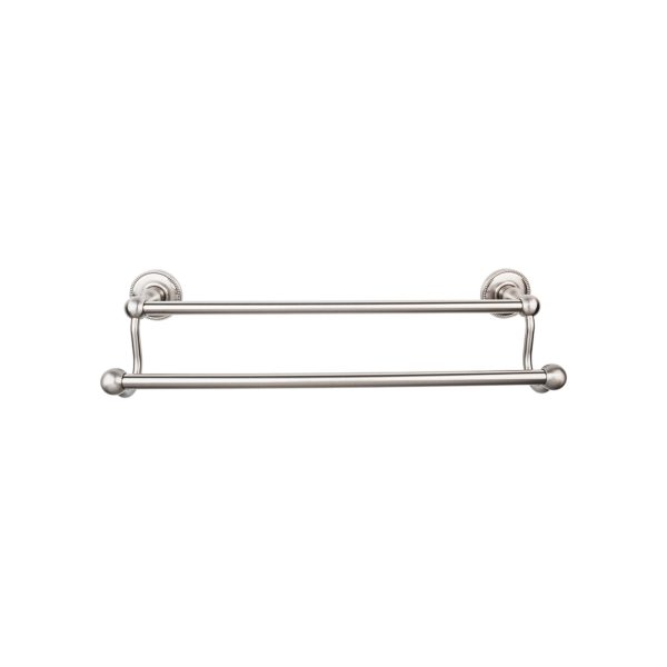 Edwardian Bath Towel Bar 24 In. Double - Beaded Bplate Brushed Satin Nickel