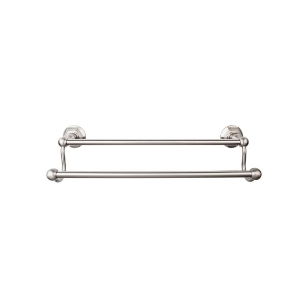 Edwardian Bath Towel Bar 24 Inch Double - Hex Backplate Brushed Satin Nickel
