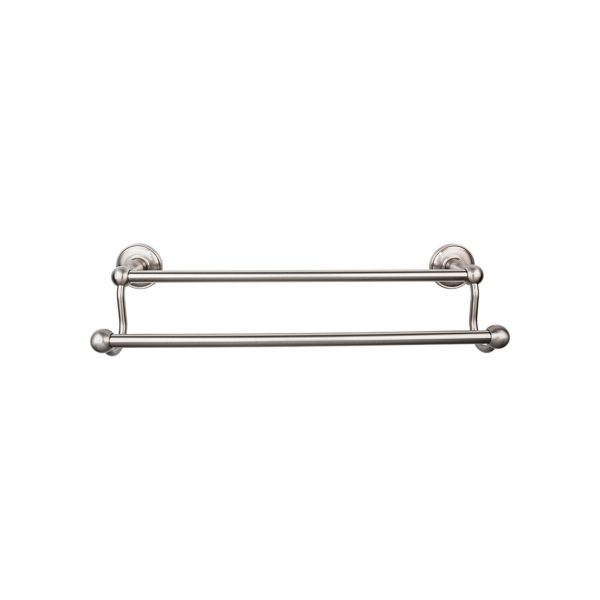 Edwardian Bath Towel Bar 24 Inch Double - Plain Bplate Brushed Satin Nickel