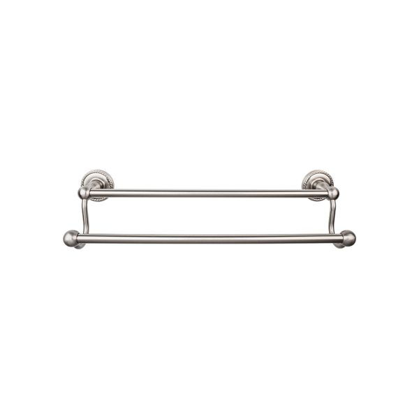 Edwardian Bath Towel Bar 24 In. Double - Rope Backplate Brushed Satin Nickel