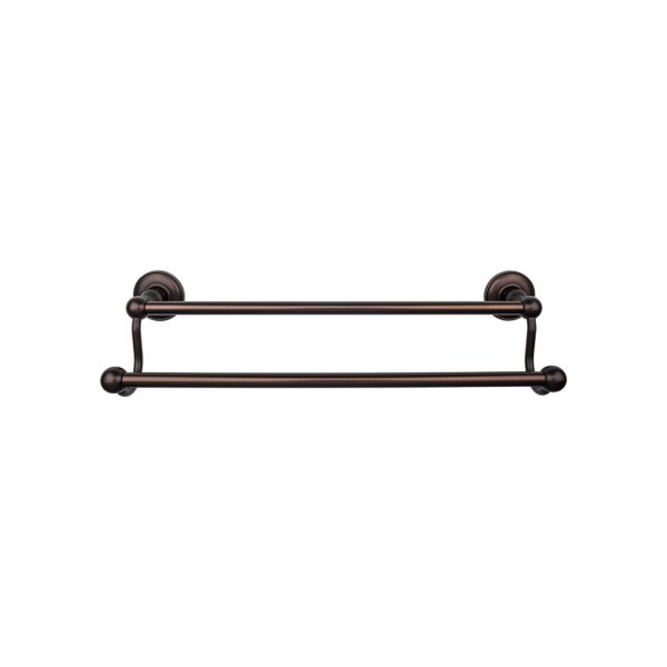 Edwardian Bath Towel Bar 24 Inch Double - Plain Bplate Oil Rubbed Bronze