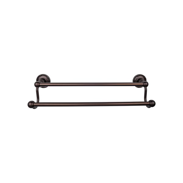 Edwardian Bath Towel Bar 24 Inch Double - Ribbon Bplate Oil Rubbed Bronze