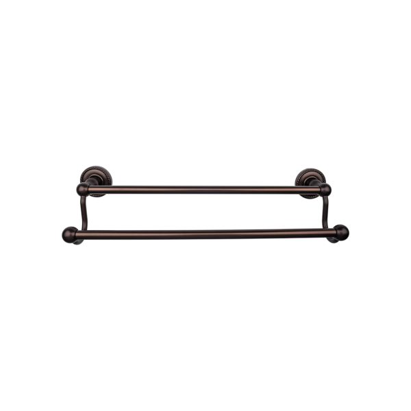 Edwardian Bath Towel Bar 24 In. Double - Rope Backplate Oil Rubbed Bronze