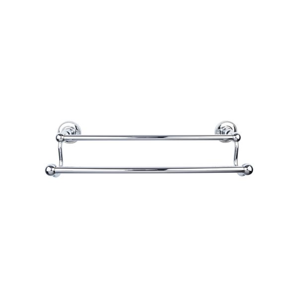 Edwardian Bath Towel Bar 24 In. Double - Beaded Bplate Polished Chrome