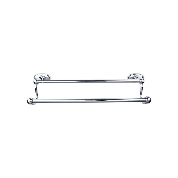 Edwardian Bath Towel Bar 24 In. Double - Oval Backplate Polished Chrome