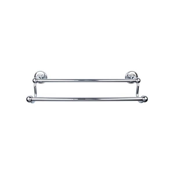 Edwardian Bath Towel Bar 24 Inch Double - Plain Bplate Polished Chrome