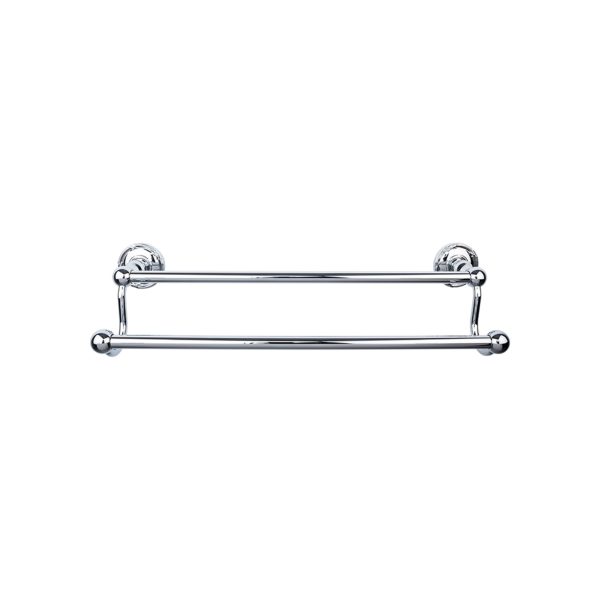 Edwardian Bath Towel Bar 24 Inch Double - Ribbon Bplate Polished Chrome