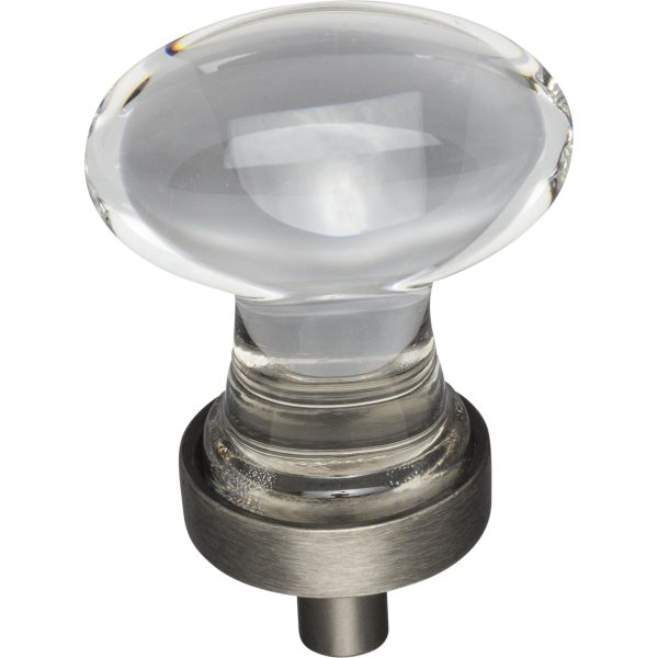 1-1/4" Overall Length Brushed Pewter Football Glass Harlow Cabinet Knob - Image 3