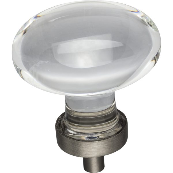 1-5/8" Overall Length Brushed Pewter Football Glass Harlow Cabinet Knob - Image 3