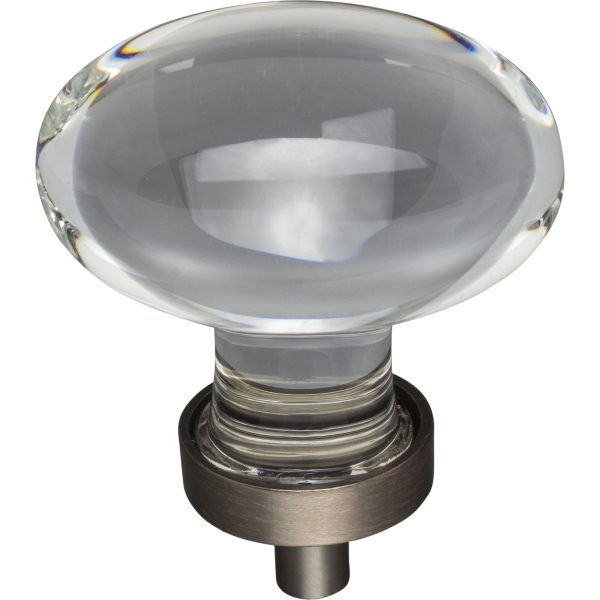1-5/8" Overall Length Brushed Oil Rubbed Bronze Football Glass Harlow Cabinet Knob - Image 3