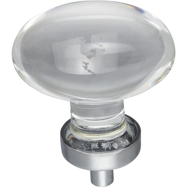 1-5/8" Overall Length Polished Chrome Football Glass Harlow Cabinet Knob - Image 3