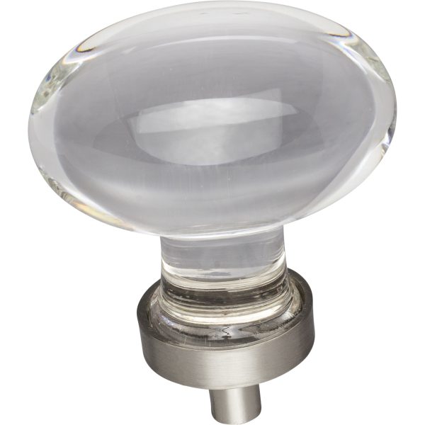 1-5/8" Overall Length Satin Nickel Football Glass Harlow Cabinet Knob - Image 3