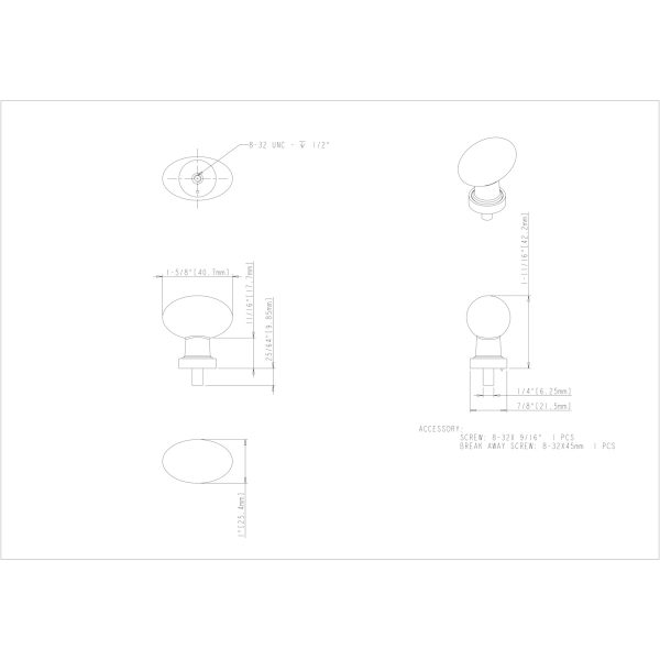 1-5/8" Overall Length Satin Nickel Football Glass Harlow Cabinet Knob - Image 4