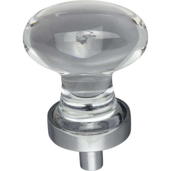 1-1/4" Overall Length Polished Chrome Football Glass Harlow Cabinet Knob - Image 3