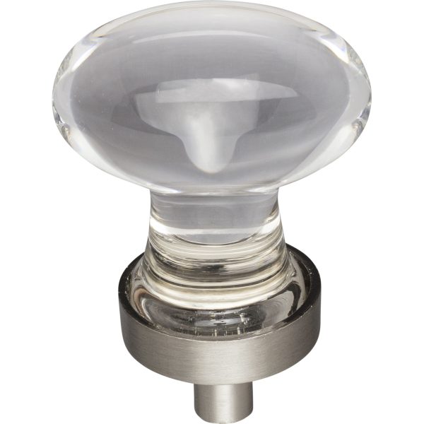 1-1/4" Overall Length Satin Nickel Football Glass Harlow Cabinet Knob - Image 3