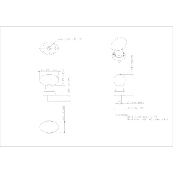 1-1/4" Overall Length Satin Nickel Football Glass Harlow Cabinet Knob - Image 4