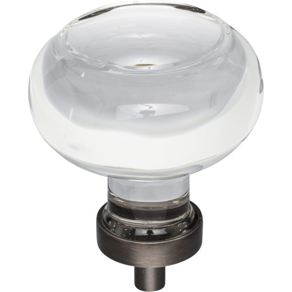1-3/4" Diameter Brushed Oil Rubbed Bronze Button Glass Harlow Cabinet Knob