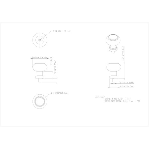 1-7/16" Diameter Satin Nickel Button Glass Harlow Cabinet Knob - Image 3