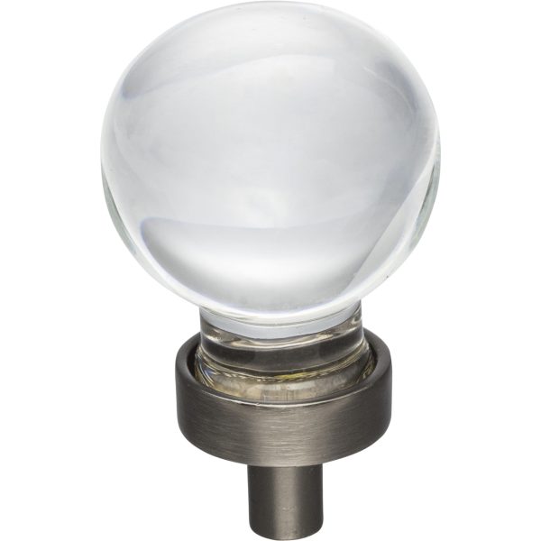 1-1/16" Diameter Brushed Pewter Sphere Glass Harlow Cabinet Knob
