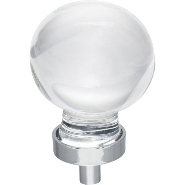 1-3/8" Diameter Polished Chrome Sphere Glass Harlow Cabinet Knob