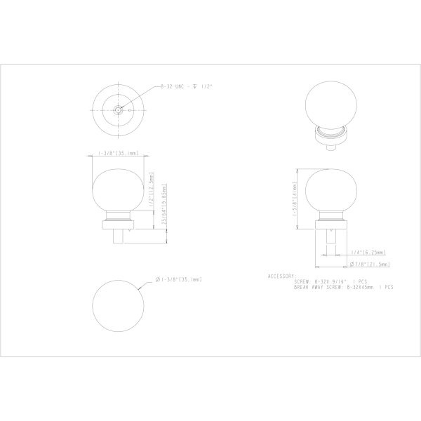 1-3/8" Diameter Polished Chrome Sphere Glass Harlow Cabinet Knob - Image 3