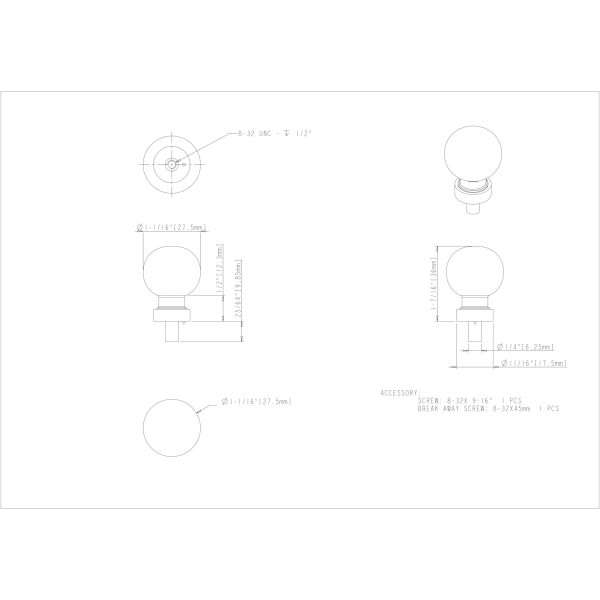 1-1/16" Diameter Satin Nickel Sphere Glass Harlow Cabinet Knob - Image 3