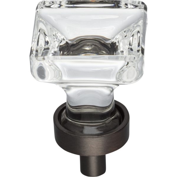 1" Overall Length Brushed Oil Rubbed Bronze Square Glass Harlow Cabinet Knob - Image 3