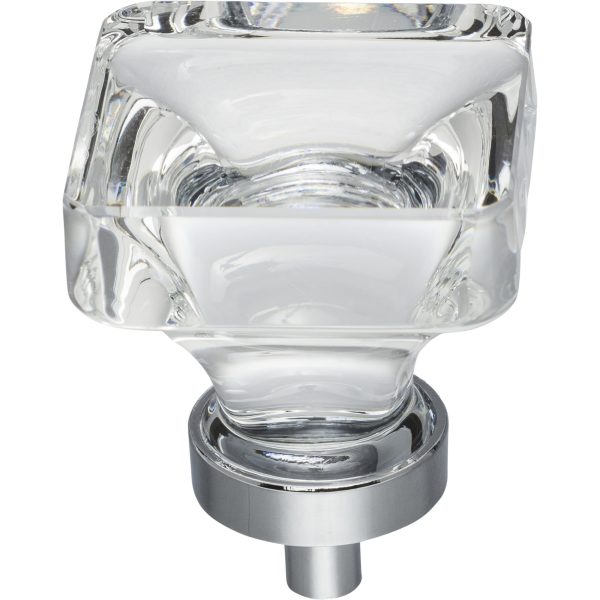 1-3/8" Overall Length Polished Chrome Square Glass Harlow Cabinet Knob - Image 3