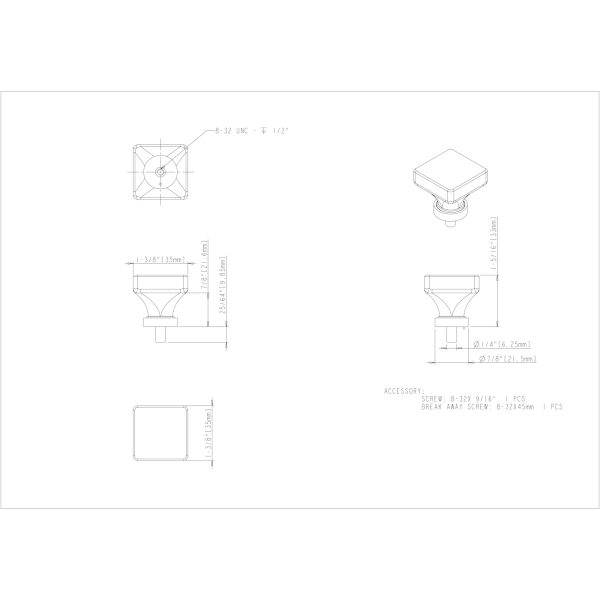 1-3/8" Overall Length Polished Chrome Square Glass Harlow Cabinet Knob - Image 4