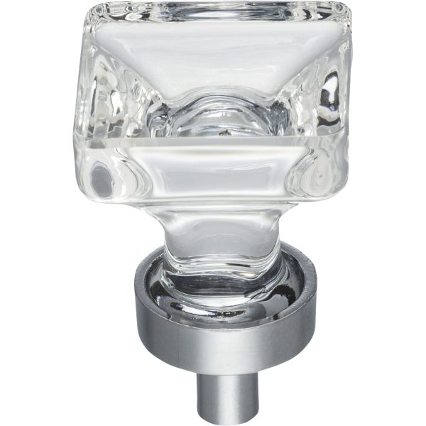 1" Overall Length Polished Chrome Square Glass Harlow Cabinet Knob - Image 3