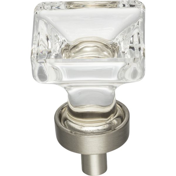 1" Overall Length Satin Nickel Square Glass Harlow Cabinet Knob - Image 3