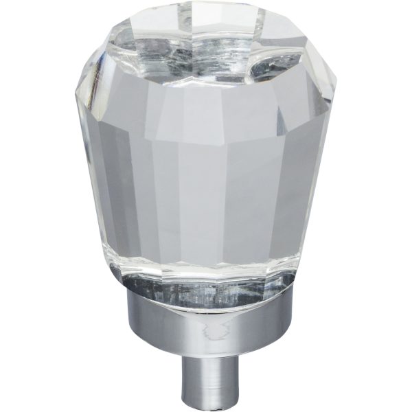 1" Overall Length Polished Chrome Faceted Glass Harlow Cabinet Knob