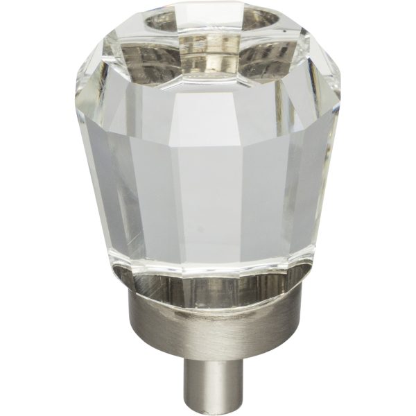 1" Overall Length Satin Nickel Faceted Glass Harlow Cabinet Knob