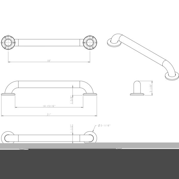 18" Stainless Steel Conceal Mount Grab Bar - Retail Packaged - Image 3