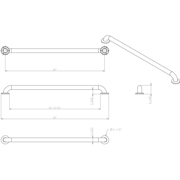 36" Stainless Steel Conceal Mount Grab Bar - Retail Packaged - Image 3
