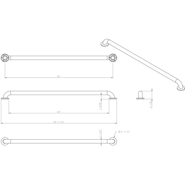42" Stainless Steel Conceal Mount Grab Bar - Retail Packaged - Image 3