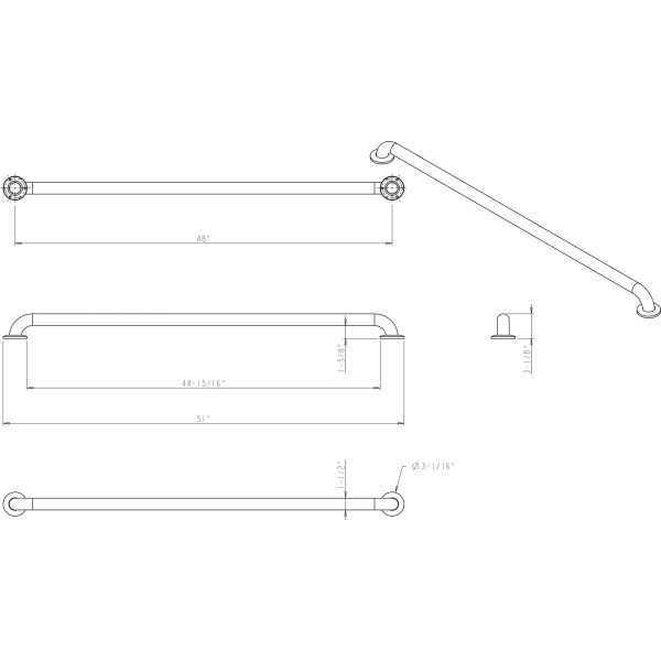 48" Stainless Steel Conceal Mount Grab Bar - Retail Packaged - Image 3