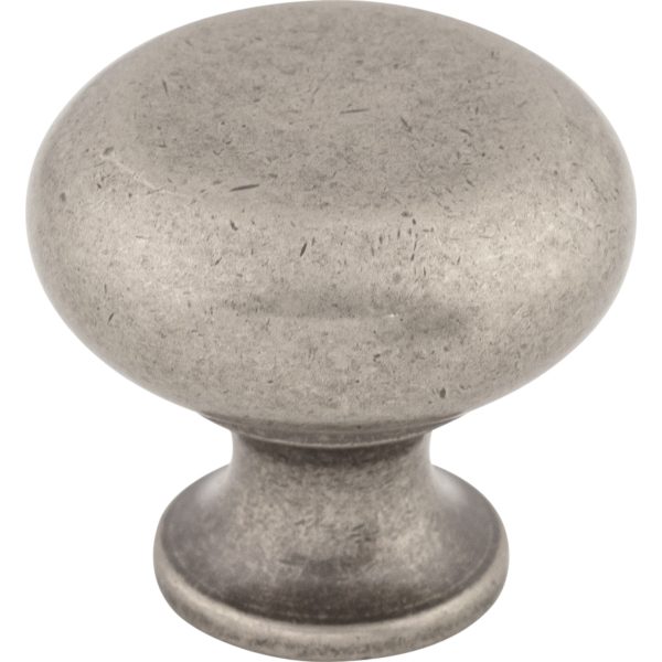 Flat Faced Knob 1 1/4 Inch Pewter Antique