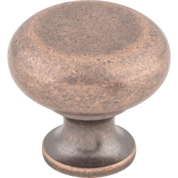 Flat Faced Knob 1 1/4 Inch Antique Copper