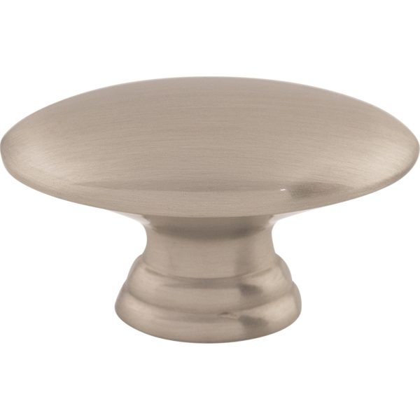 Flat Oval Knob 1 1/2 Inch Brushed Satin Nickel