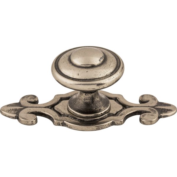 Canterbury Knob 1 1/4 Inch w/Backplate Pewter Antique