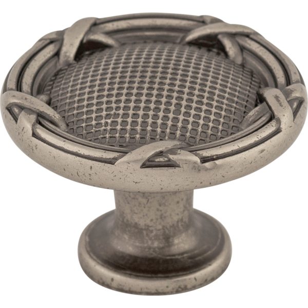Ribbon & Reed Knob 1 1/4 Inch Pewter Antique