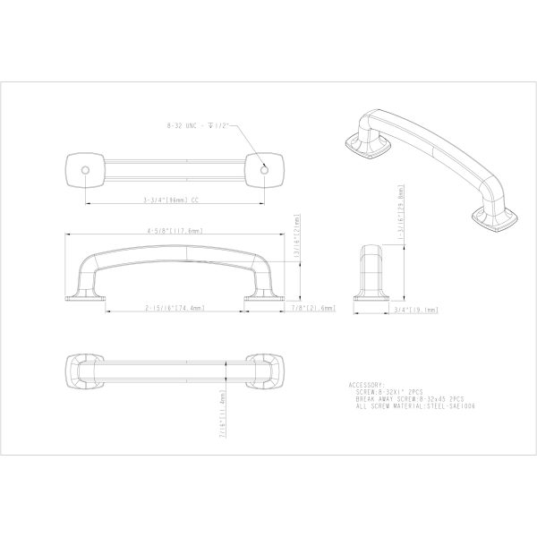 96 mm Center-to-Center Satin Bronze Belcastel 1 Cabinet Pull - Image 5