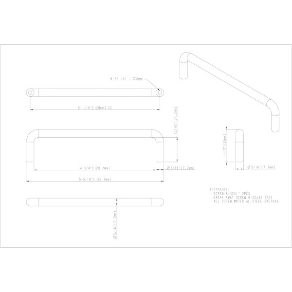 128 mm Center-to-Center Matte Black Torino Cabinet Wire Pull - Image 3
